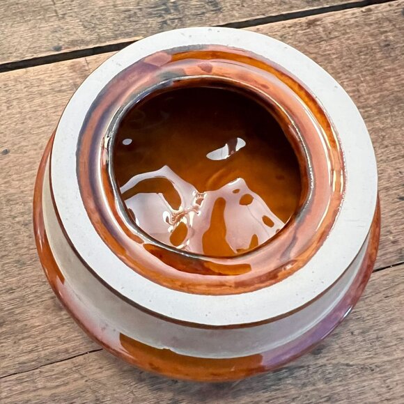 Vintage Ceramic Turkey Pinecone Autumn Canister Lid Small Crock Oak Leaves 4" - Picture 8 of 10